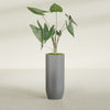 Saint Tropez Large Tall Round Fiberglass Planter - 16 in x 16 in x 38 in - Metallic Gunmetal - Metallic Gunmetal,16 in x 16 in x 38 in