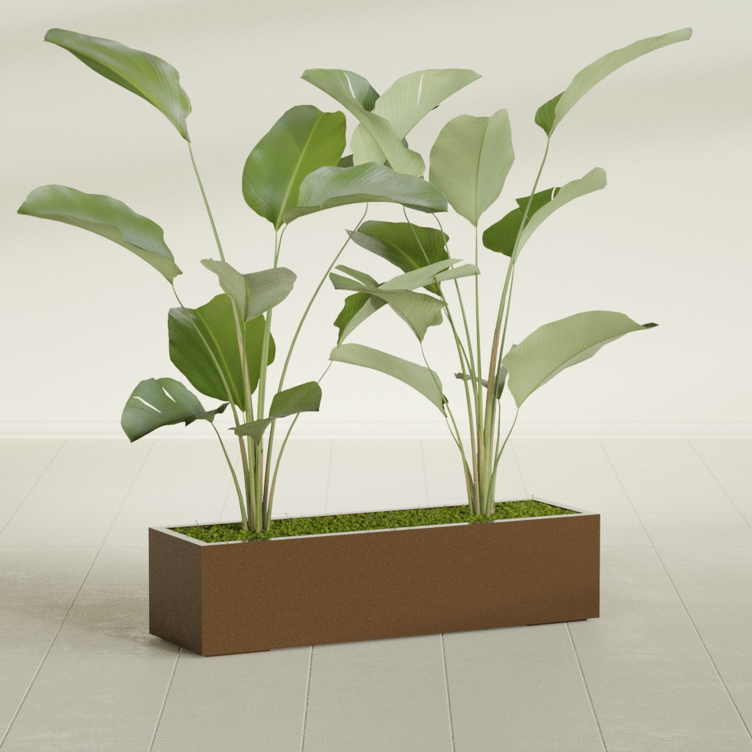 Cuba Large Long Rectangle Fiberglass Planter - 48 in x 14 in x 12 in - Metallic Bronze - Metallic Bronze,48 in x 14 in x 12 in