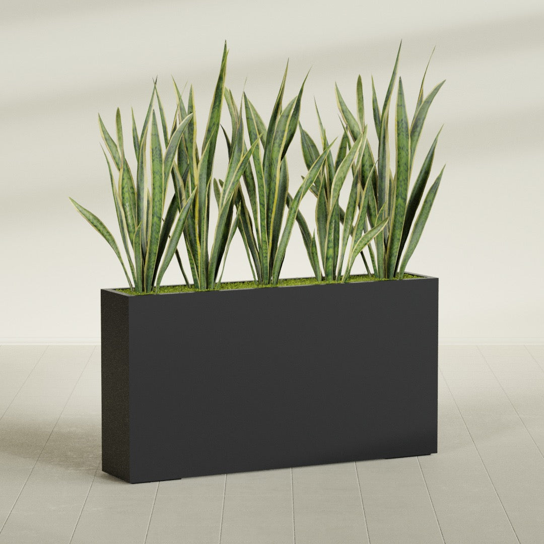 Delray Extra Large Long Rectangle Fiberglass Planter - 60 in x 12 in x 32 in - Matte Black - Matte Black,60 in x 12 in x 32 in