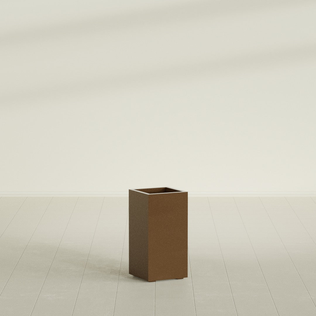 Potsdam Large Tall Rectangle Fiberglass Planter - 16 in x 16 in x 32 in - Metallic Bronze - Metallic Bronze,16 in x 16 in x 32 in