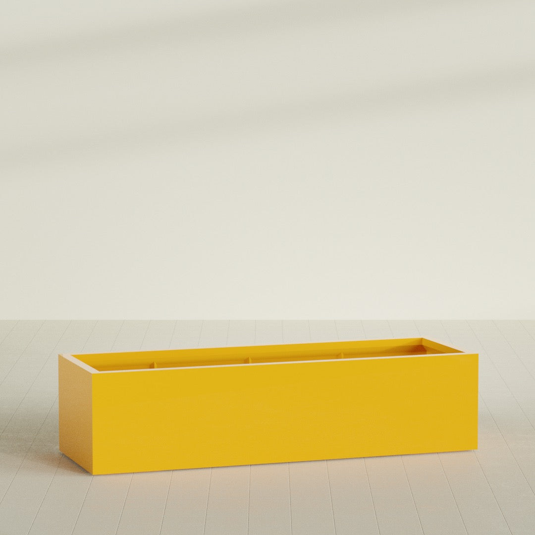 Torino Extra Large Wide Rectangle Fiberglass Planter - 72 in x 24 in x 18 in - Gloss Saffron - Gloss Saffron,72 in x 24 in x 18 in