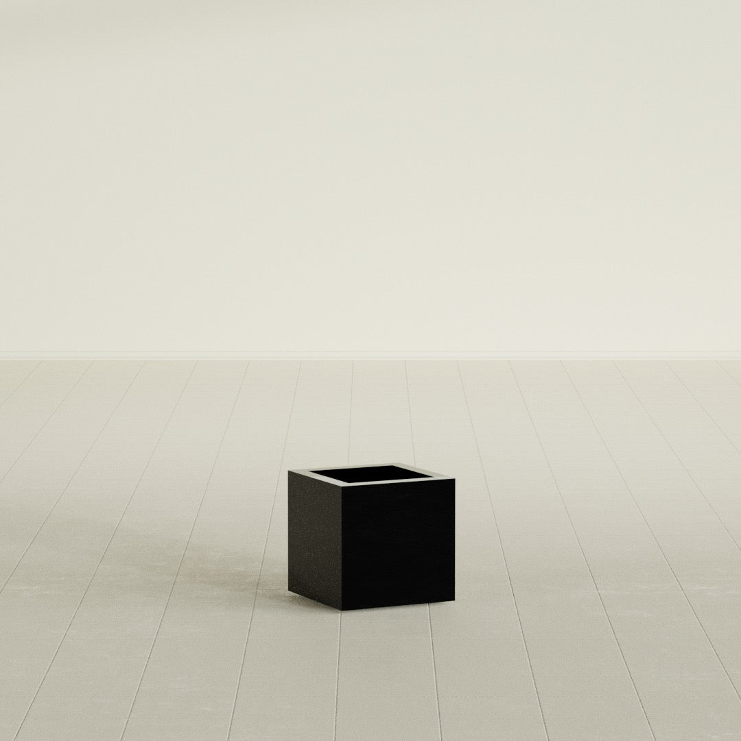 Montroy Small Cube Square Fiberglass Planter - 12 in x 12 in x 12 in - Gloss Black - Gloss Black,12 in x 12 in x 12 in