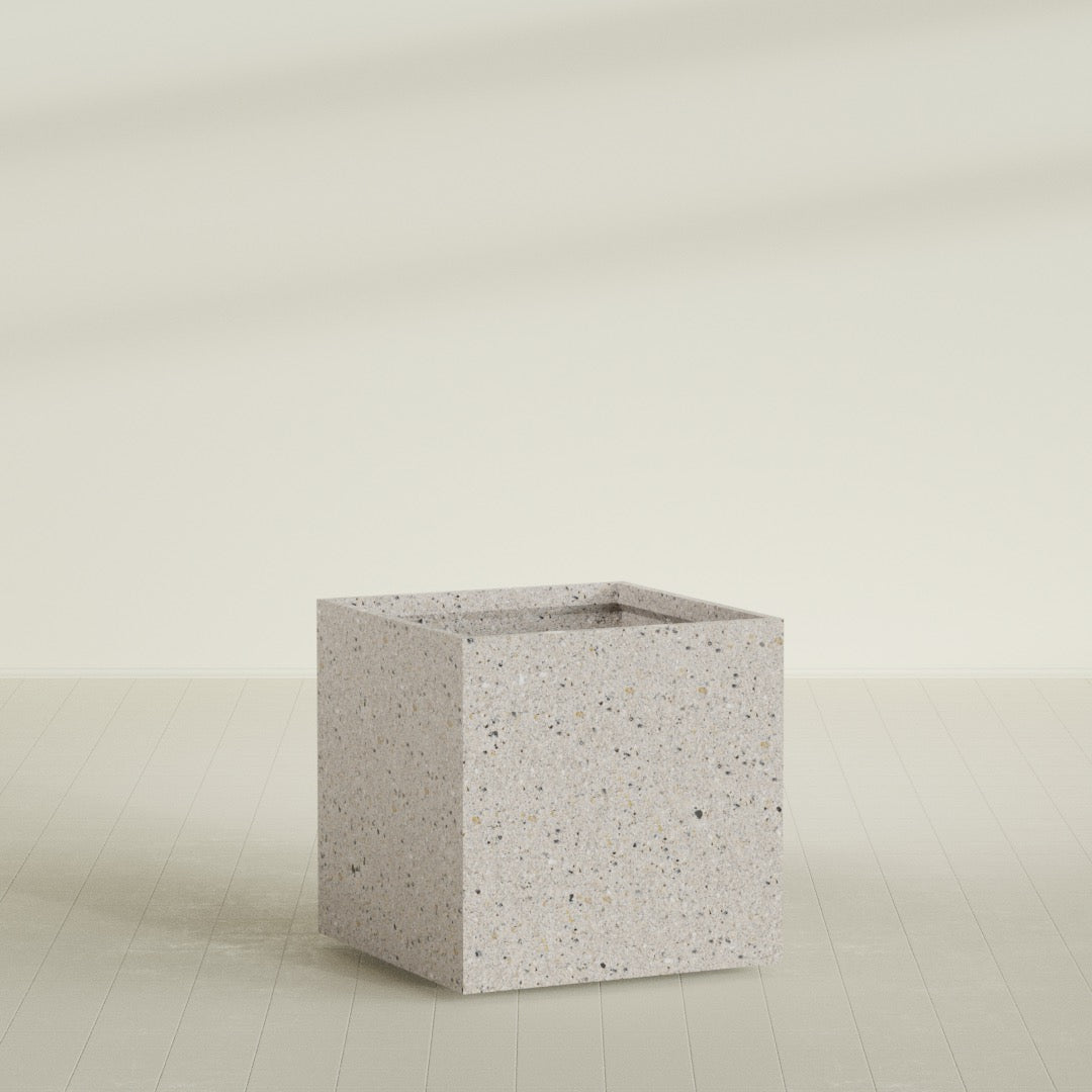 ProTone Fiberglass Premium Finish Large Cube Square Planter - 40 in x 40 in x 40 in - StoneLight - Greystone - StoneLight - Greystone,40 in x 40 in x 40 in