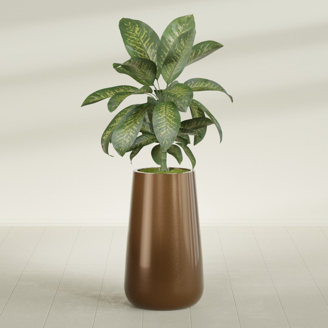 Saigon Extra Large Tapered Round Planter - 19 in x 24 in x 42 in - Metallic Bronze - Metallic Bronze,19.2 in x 24.2 in x 42 in