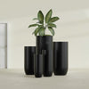 Saint Tropez Large Tall Round Fiberglass Planter - 16 in x 16 in x 38 in - Matte Black - Matte Black,16 in x 16 in x 38 in
