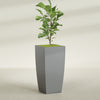 Toulan Extra Large Tall Tapered Square Fiberglass Planter - 23 in x 23 in x 48 in - Metallic Gunmetal - Metallic Gunmetal,23 in x 23 in x 48 in