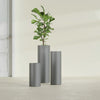Corry Large Tall Cylinder Fiberglass Planter - 10 in x 10 in x 30 in - Metallic Gunmetal - Metallic Gunmetal,10 in x 10 in x 30 in