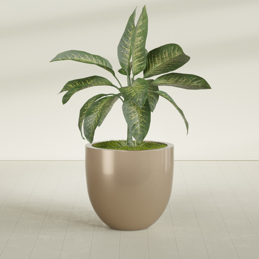 Alzira Large Round Fiberglass Planter - 30 in x 30 in x 28 in - Metallic Gold - Metallic Gold,30 in x 30 in x 28 in