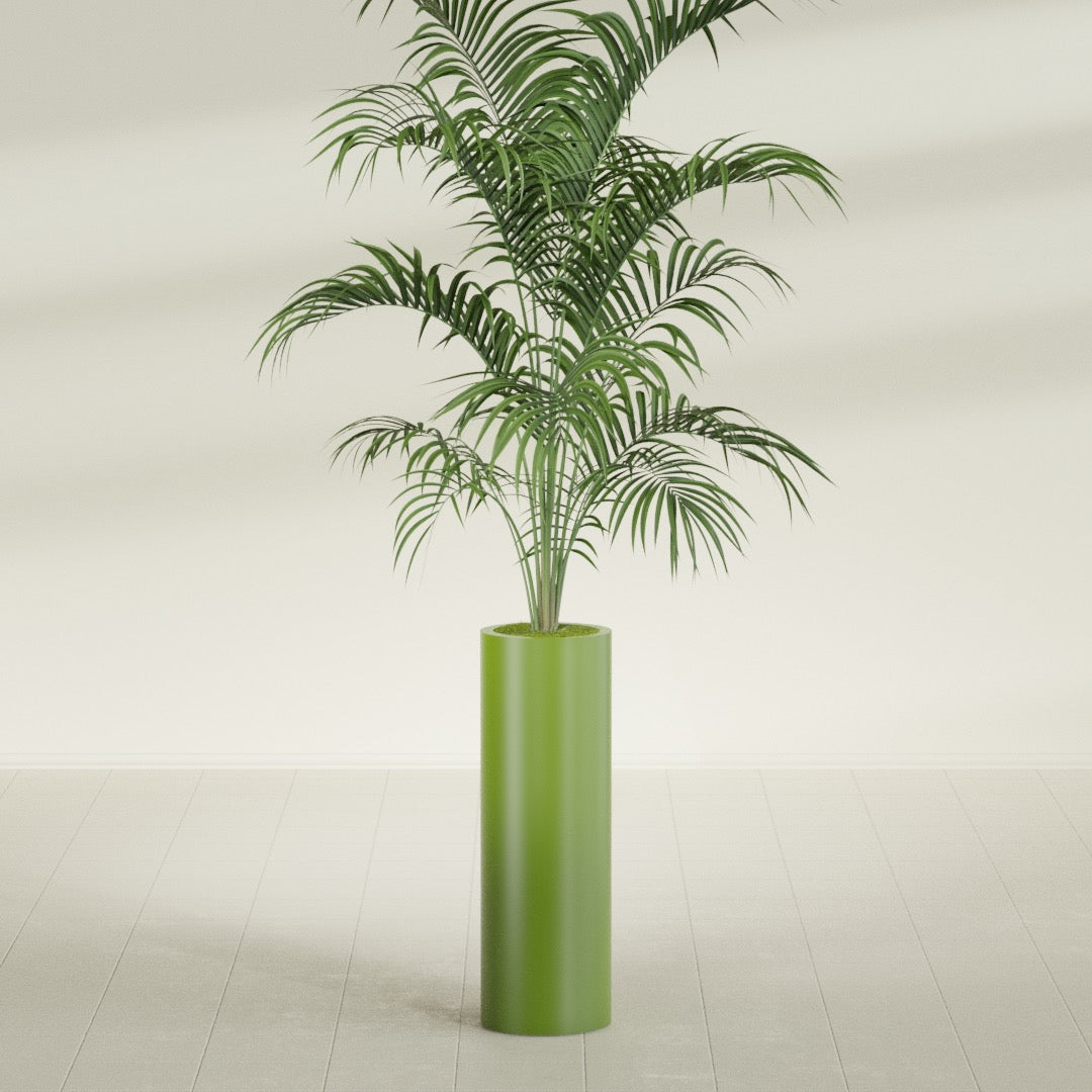 Corry Large Tall Cylinder Fiberglass Planter - 10 in x 10 in x 30 in - Satin Green - Satin Green,10 in x 10 in x 30 in
