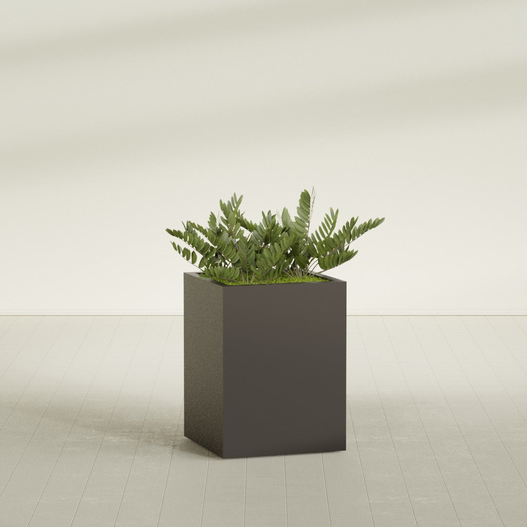 Brisbane Large Rectangle Fiberglass Planter - 24 in x 24 in x 32 in - Matte Brown - Matte Brown,24 in x 24 in x 32 in