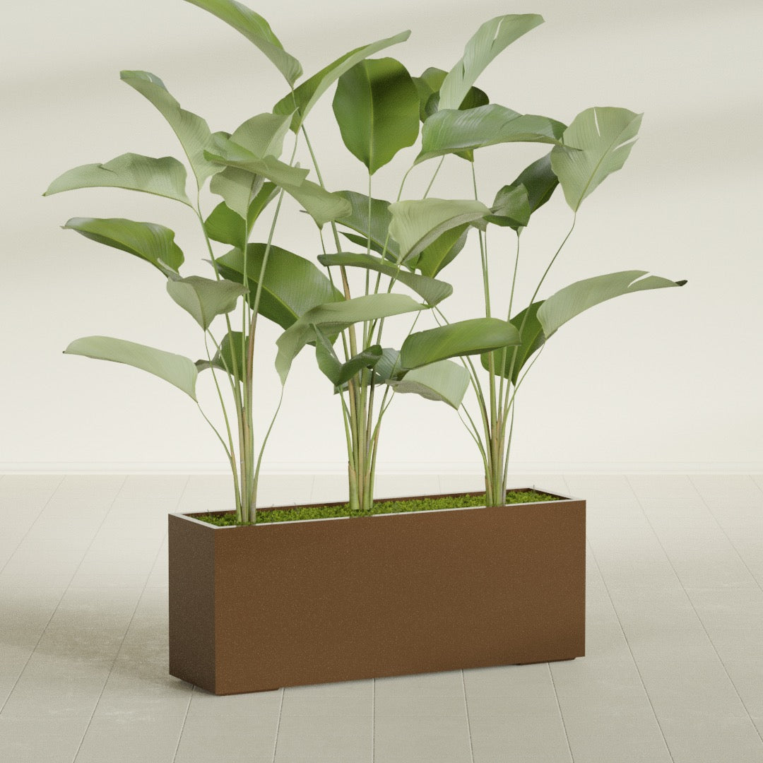 Tolga Extra Large Long Rectangle Fiberglass Planter - 60 in x 16 in x 24 in - Metallic Bronze - Metallic Bronze,60 in x 16 in x 24 in