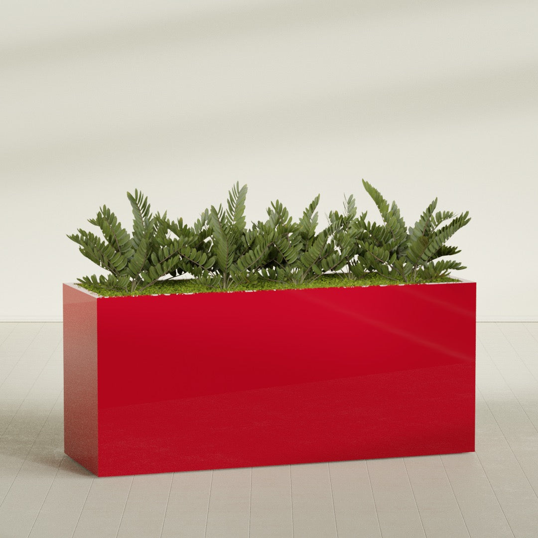 Brisbane Extra Large Long Rectangle Fiberglass Planter - 72 in x 24 in x 32 in - Gloss Red - Gloss Red,72 in x 24 in x 32 in