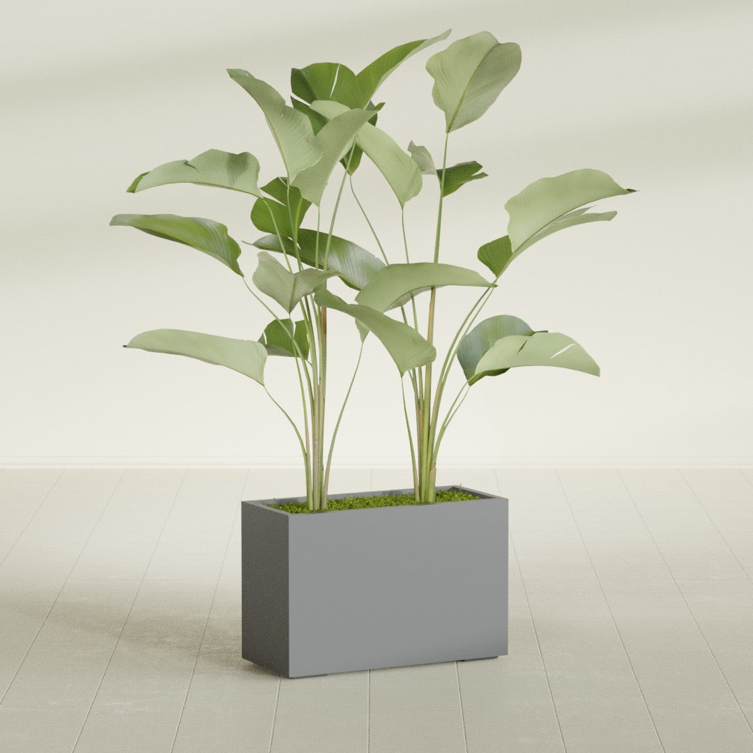 Tolga Large Rectangle Fiberglass Planter - 36 in x 16 in x 24 in - Metallic Gunmetal - Metallic Gunmetal,36 in x 16 in x 24 in