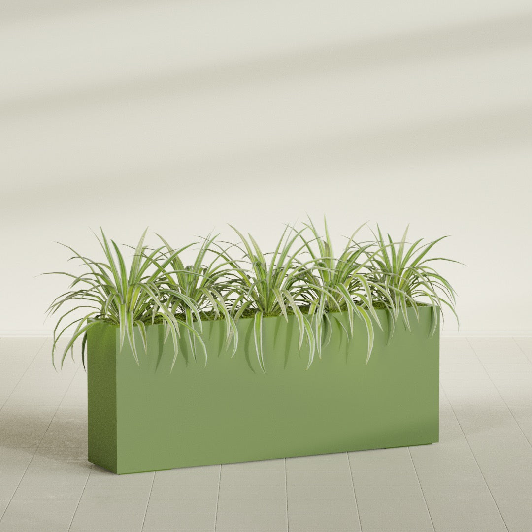 Hollywood Extra Large Narrow Rectangle Fiberglass Planter - 60 in x 12 in x 24 in - Satin Green - Satin Green,60 in x 12 in x 24 in