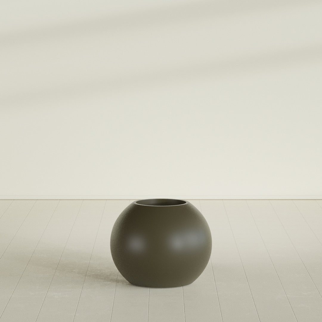 Globe Medium Sphere Fiberglass Planter - 24 in x 24 in x 19 in - Matte Bronze - Matte Bronze,24 in x 24 in x 20 in