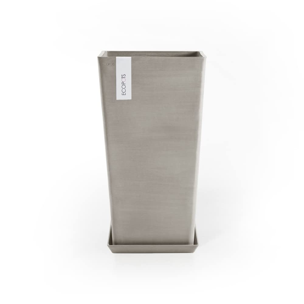 Rotterdam Medium Tall Square Planter - 12.25 in x 12.25 in x 22 in - Taupe - Taupe,12.25 in x 12.25 in x 22 in,Planter Only
