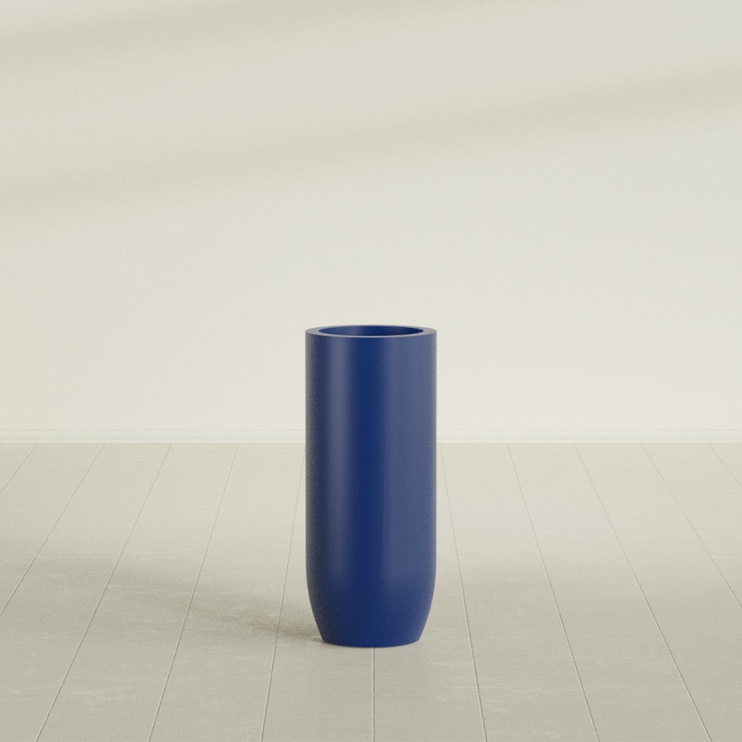 Saint Tropez Large Tall Round Fiberglass Planter - 16 in x 16 in x 38 in - Matte Cobalt Blue - Matte Cobalt Blue,16 in x 16 in x 38 in