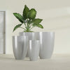 Brannan Large Round Fiberglass Planter - 30 in x 30 in x 41 in - Metallic Silver - Metallic Silver,30 in x 30 in x 41 in