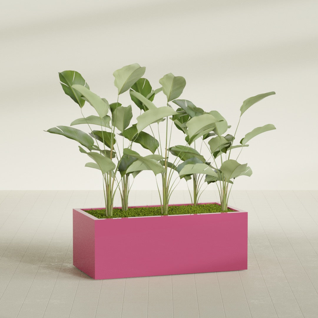 Torino Extra Large Wide Rectangle Fiberglass Planter - 48 in x 24 in x 18 in - Gloss Pink Violet - Gloss Pink Violet,48 in x 24 in x 18 in