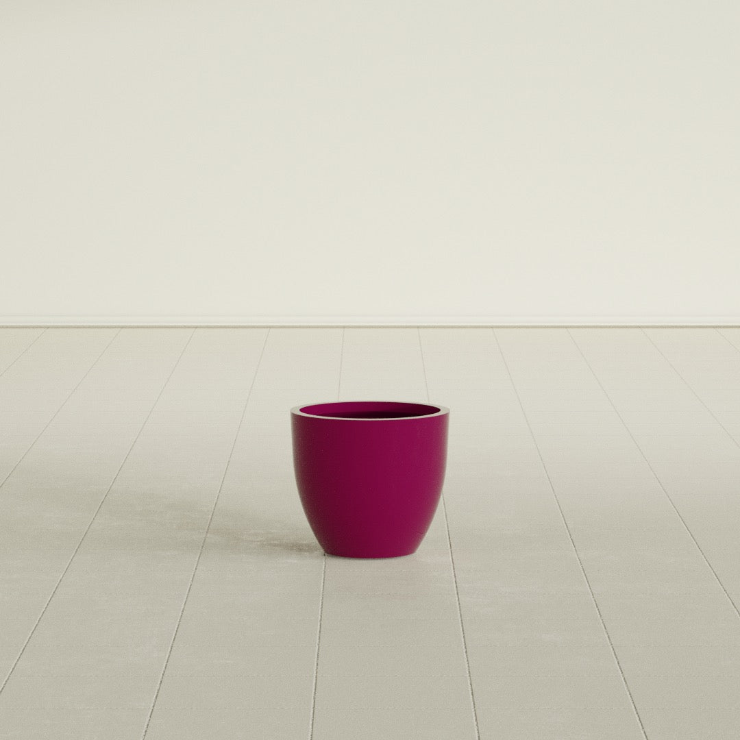 Wannsee Small Round Fiberglass Planter - 15 in x 15 in x 13 in - Gloss Eggplant - Gloss Eggplant,15 in x 15 in x 13 in