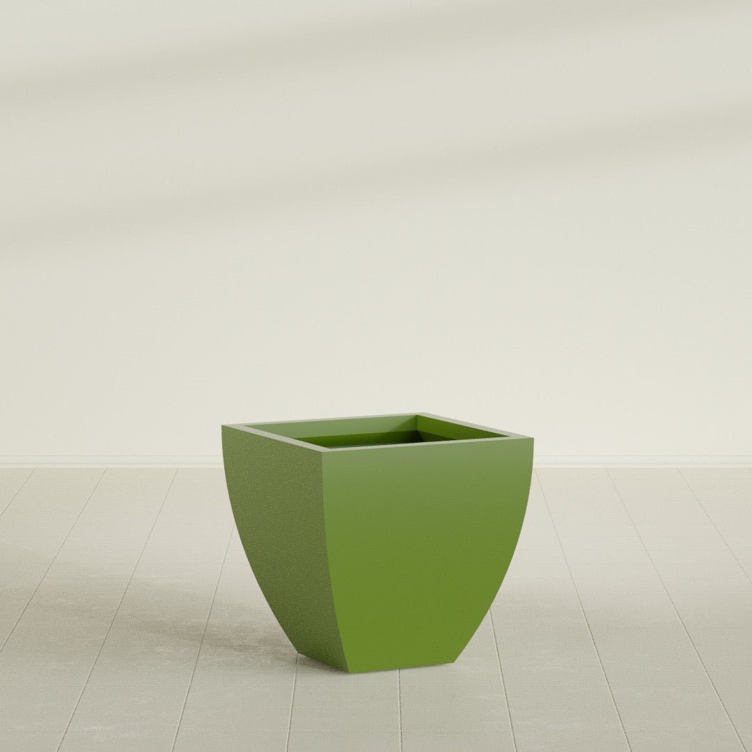 Lima Medium Tapered Square Fiberglass Planter - 24 in x 24 in x 24 in - Satin Green - Satin Green,24 in x 24 in x 24 in