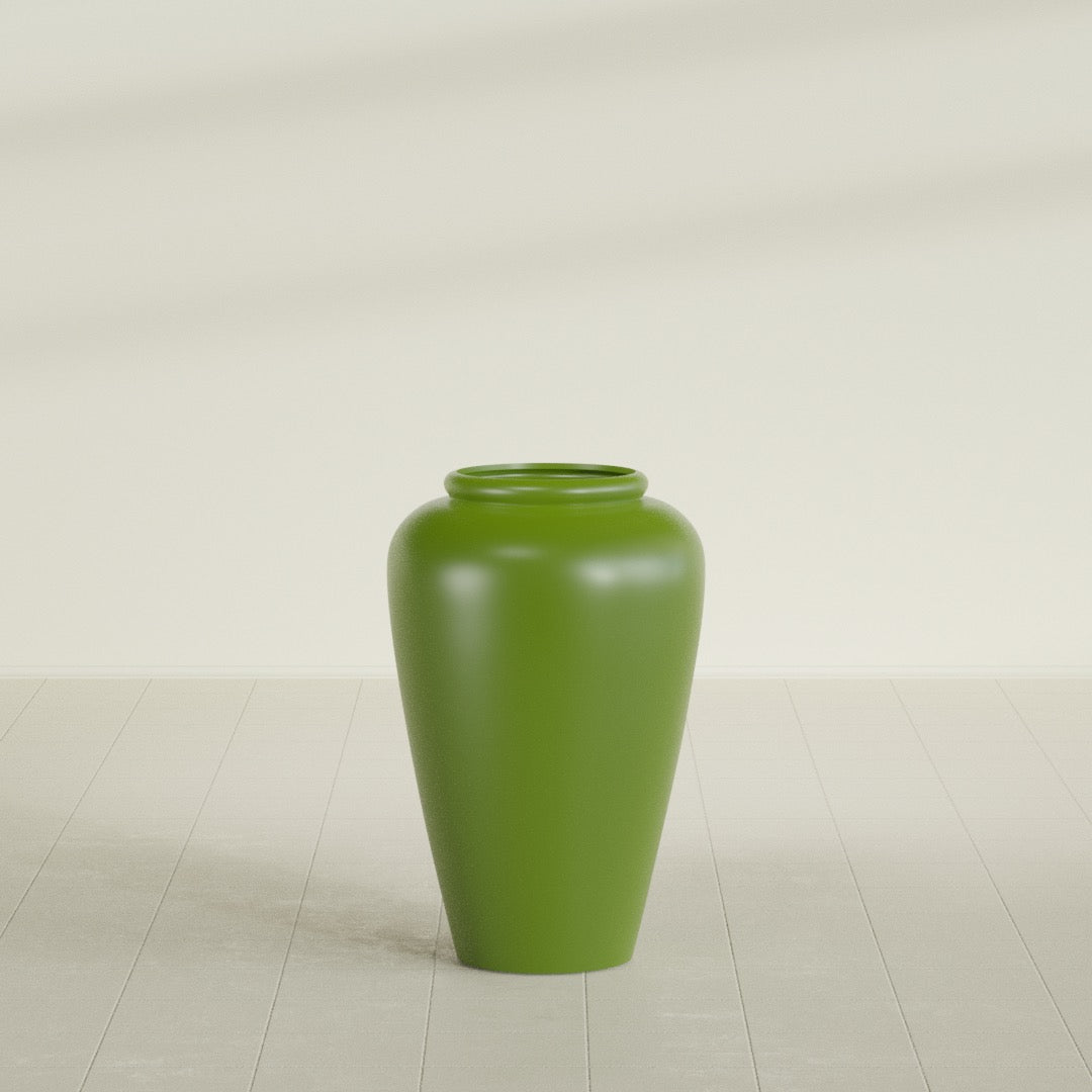 Bara Jar Large Round Fiberglass Planter - 20 in x 20 in x 31 in - Satin Green - Satin Green,20 in x 20 in x 32 in