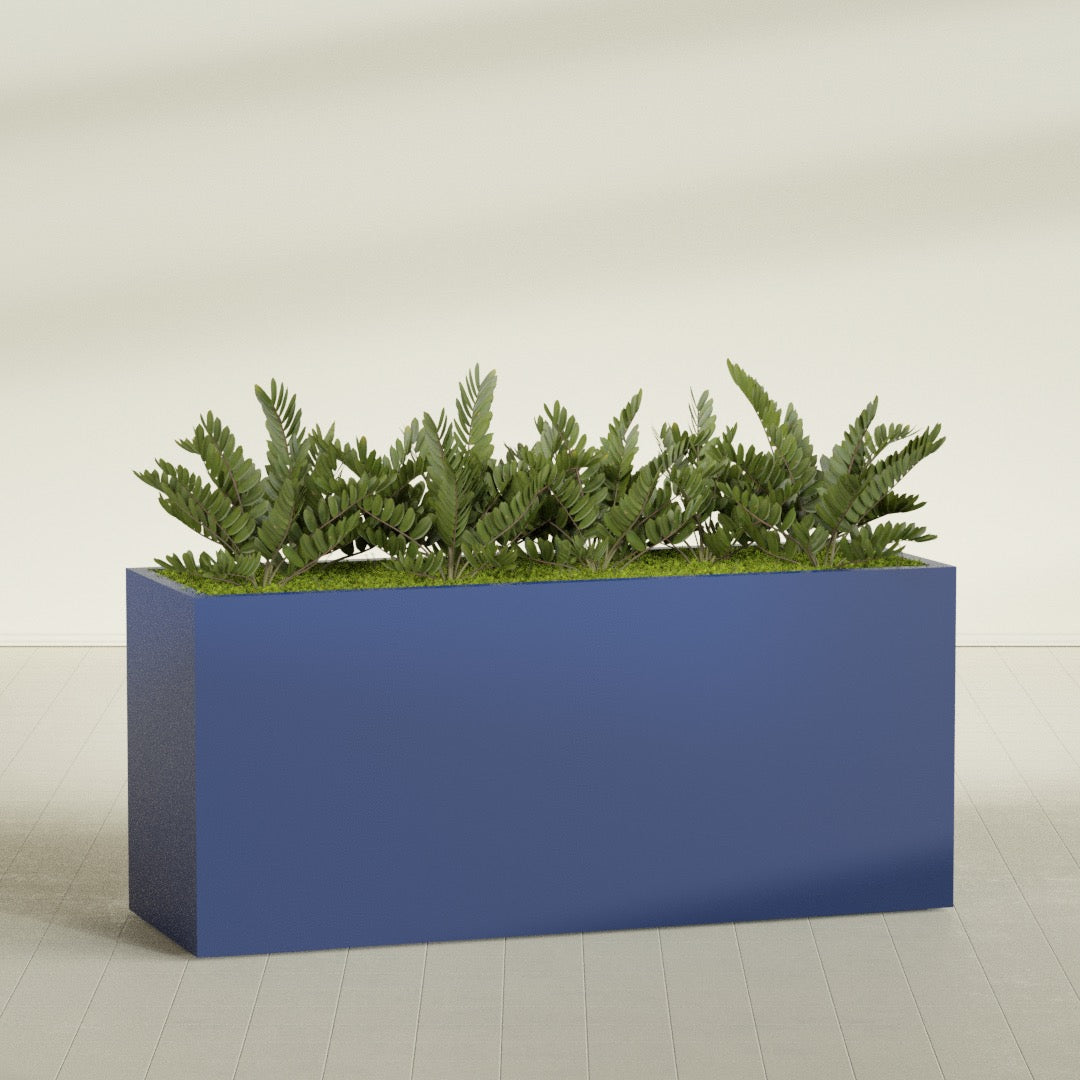 Brisbane Extra Large Long Rectangle Fiberglass Planter - 72 in x 24 in x 32 in - Matte Cobalt Blue - Matte Cobalt Blue,72 in x 24 in x 32 in