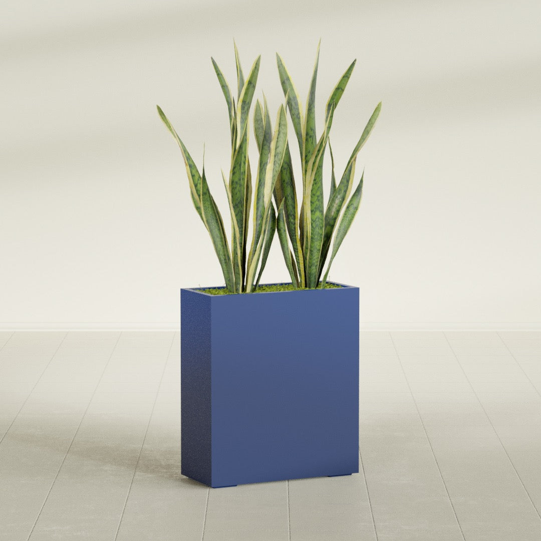 Perth Large Tall Rectangle Fiberglass Planter - 36 in x 16 in x 42 in - Matte Cobalt Blue - Matte Cobalt Blue,36 in x 16 in x 42 in