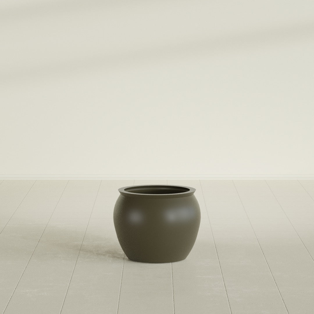 Fishbowl Small Round Fiberglass Planter - 16 in x 16 in x 14 in - Matte Bronze - Matte Bronze,16 in x 16 in x 14 in