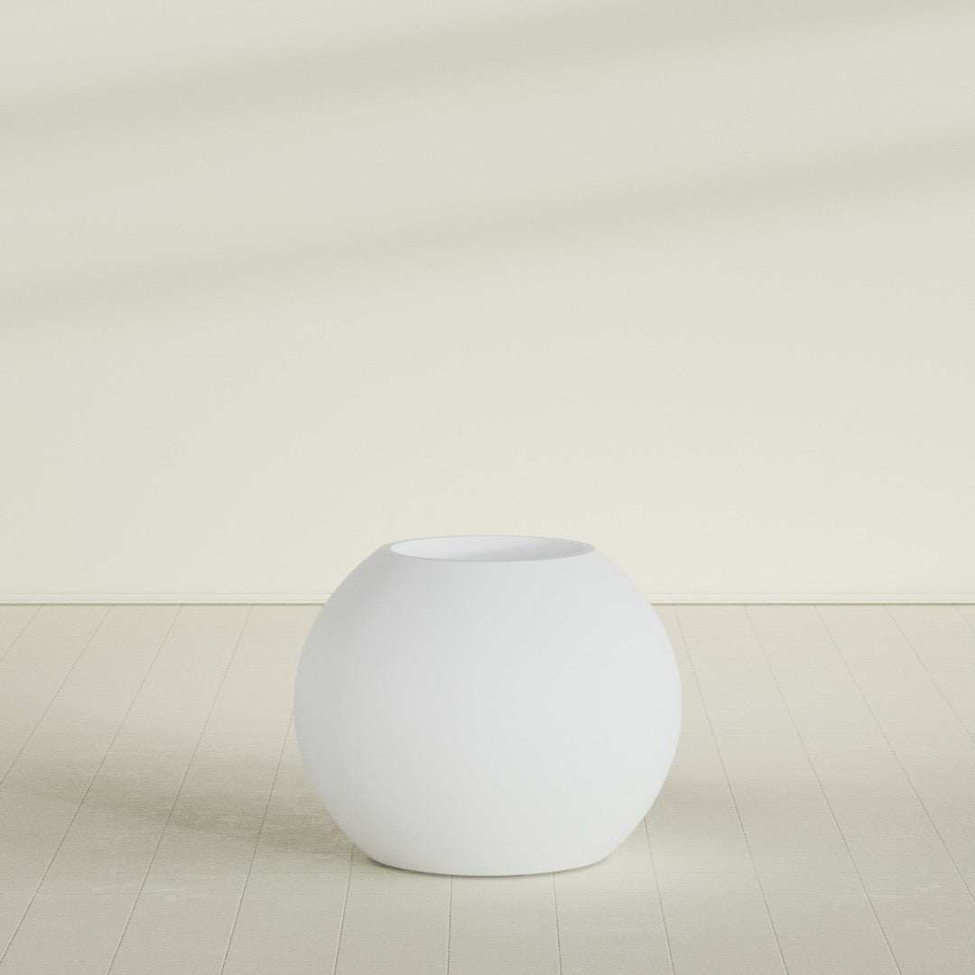 Globe Large Sphere Fiberglass Planter - 30 in x 30 in x 24 in - Gloss White - Gloss White,30 in x 30 in x 24 in