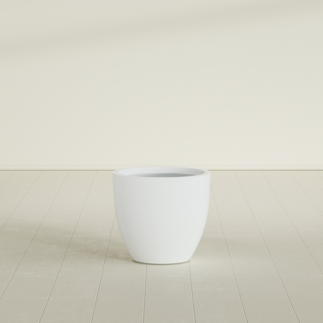 Wannsee Medium Round Fiberglass Planter - 27 in x 27 in x 24 in - Matte White - Matte White,27 in x 27 in x 24 in