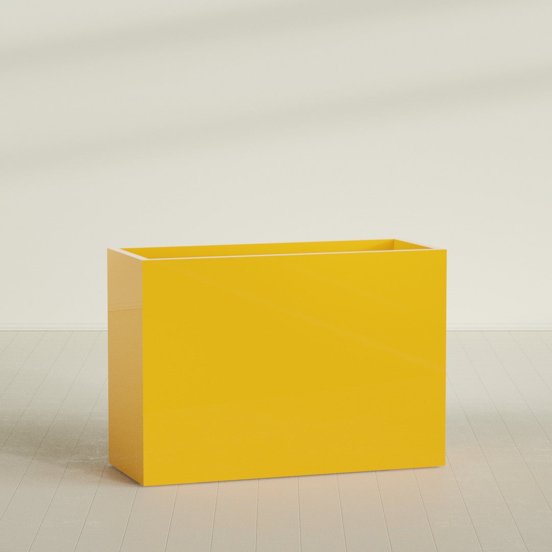 Darwin Extra Large Long Rectangle Fiberglass Planter - 60 in x 24 in x 42 in - Gloss Saffron - Gloss Saffron,60 in x 24 in x 42 in