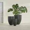 Alicante Medium Round Fiberglass Planter - 22 in x 22 in x 27 in - Matte Charcoal - Matte Charcoal,22 in x 22 in x 27 in