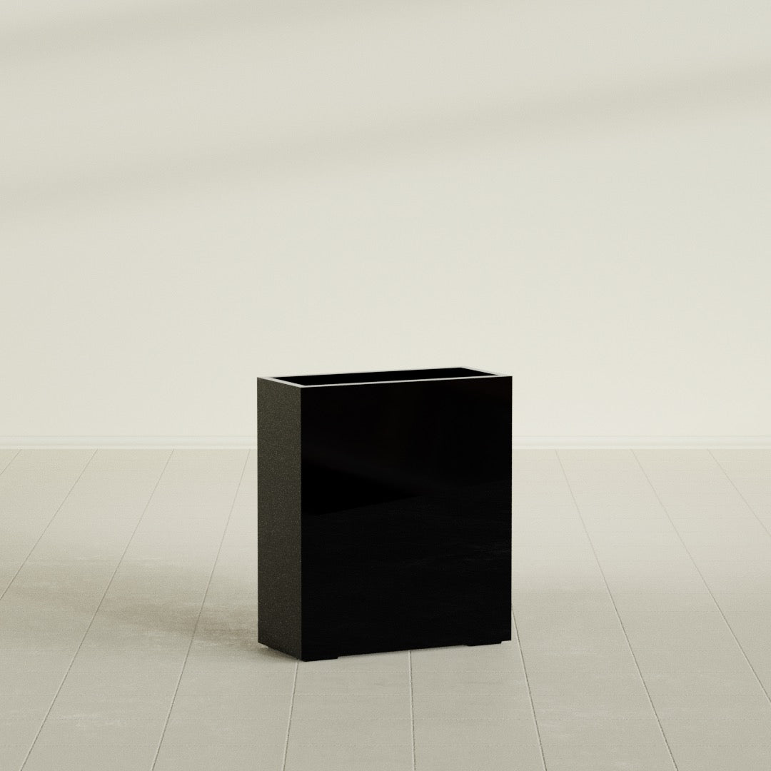 Perth Large Tall Rectangle Fiberglass Planter - 36 in x 16 in x 42 in - Gloss Black - Gloss Black,36 in x 16 in x 42 in
