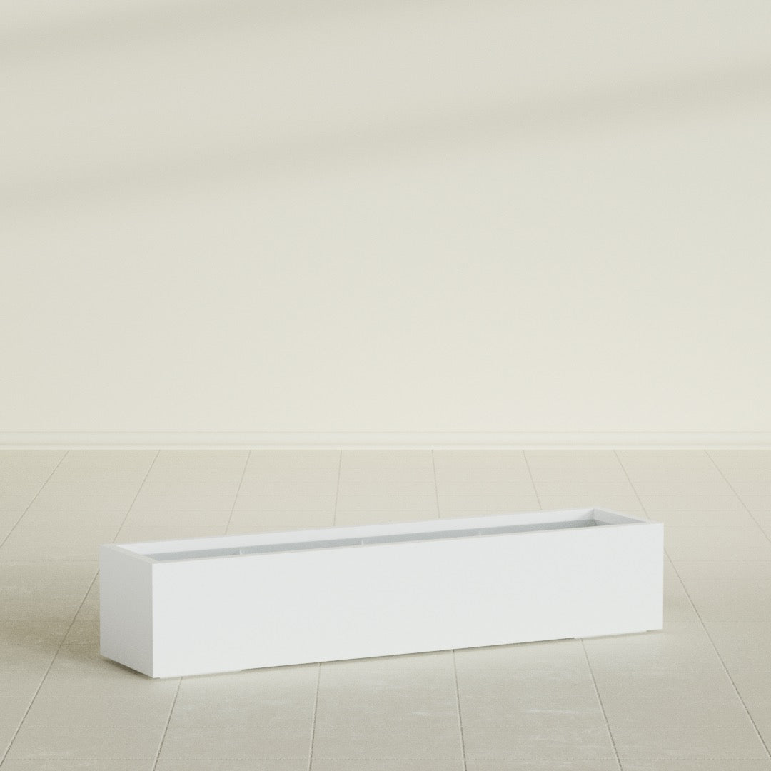 Cuba Extra Large Long Rectangle Fiberglass Planter - 60 in x 14 in x 12 in - Matte White - Matte White,60 in x 14 in x 12 in