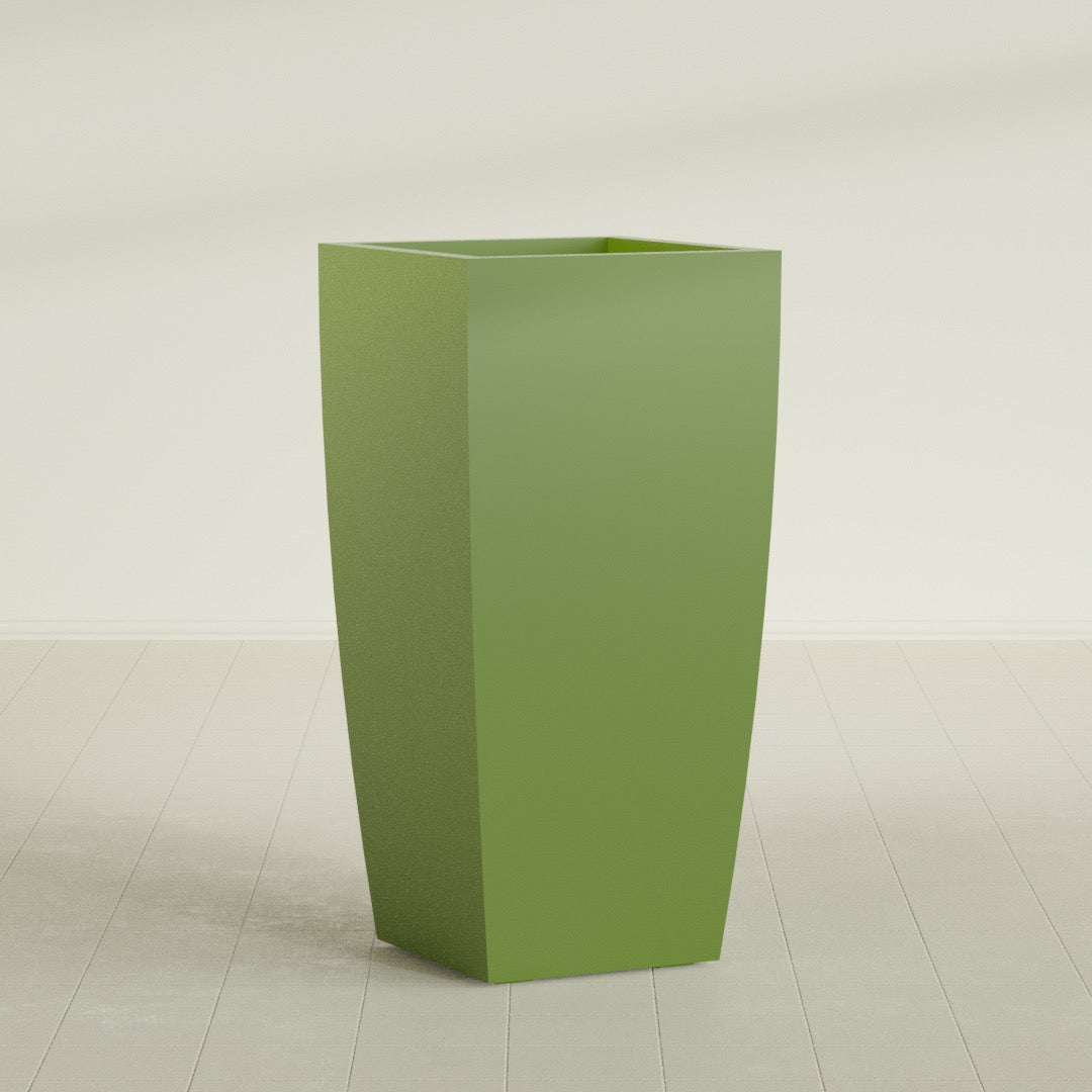 Toulan Extra Large Tall Tapered Square Fiberglass Planter - 23 in x 23 in x 48 in - Satin Green - Satin Green,23 in x 23 in x 48 in
