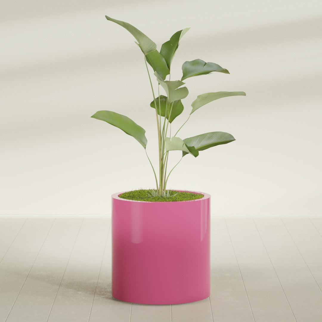 Rio Grande Medium Round Fiberglass Planter - 22 in x 22 in x 22 in - Gloss Pink Violet - Gloss Pink Violet,22 in x 22 in x 22 in