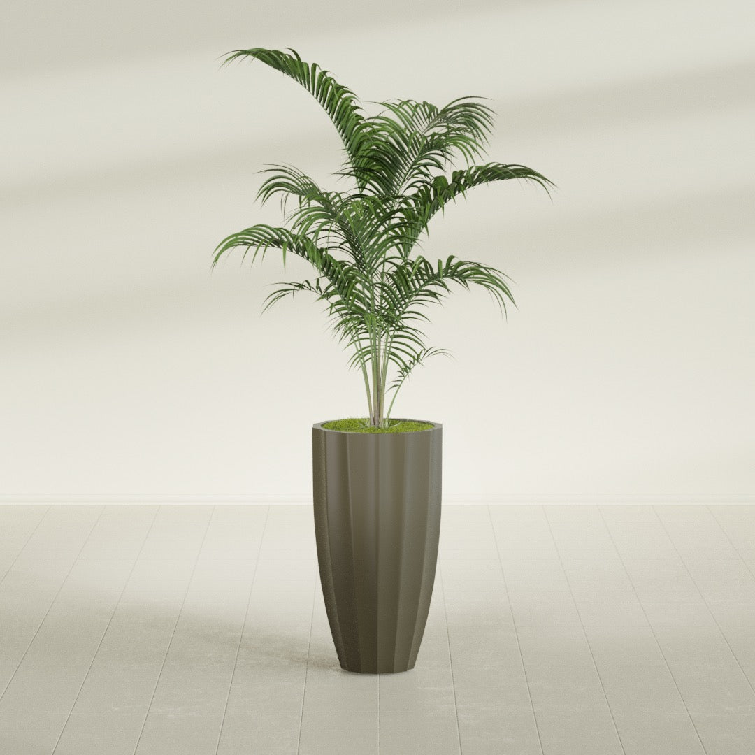 San Jose Large Tall Round Fluted Fiberglass Planter - 16 in x 16 in x 30 in - Matte Bronze - Matte Bronze,16 in x 16 in x 30 in