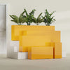 Hollywood Medium Rectangle Fiberglass Planter - 12 in x 12 in x 24 in - Gloss Saffron - Gloss Saffron,12 in x 12 in x 24 in