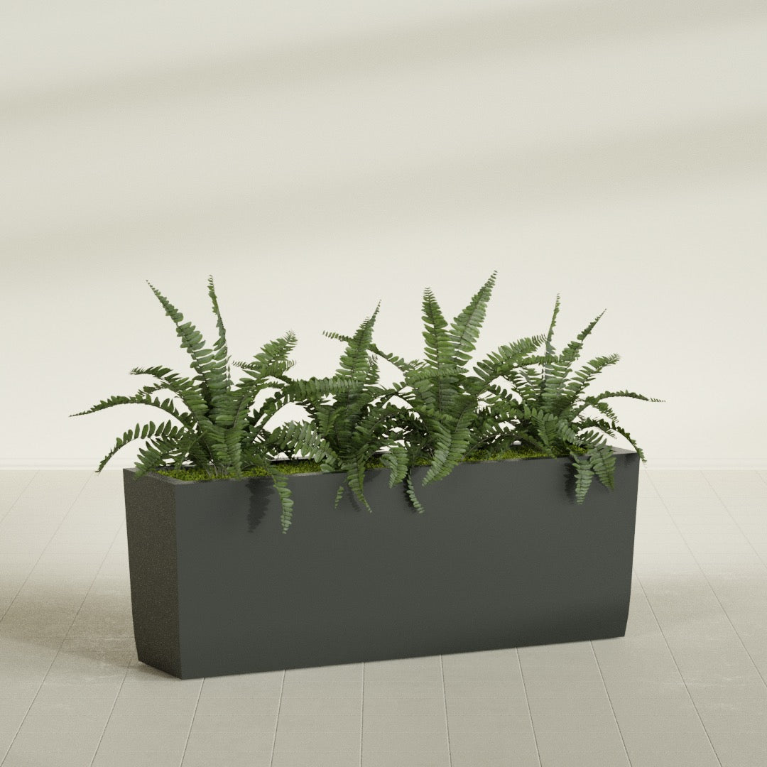 Panama Extra Large Long Rectangle Fiberglass Planter - 48 in x 12 in x 18 in - Matte Charcoal - Matte Charcoal,48 in x 12 in x 18 in