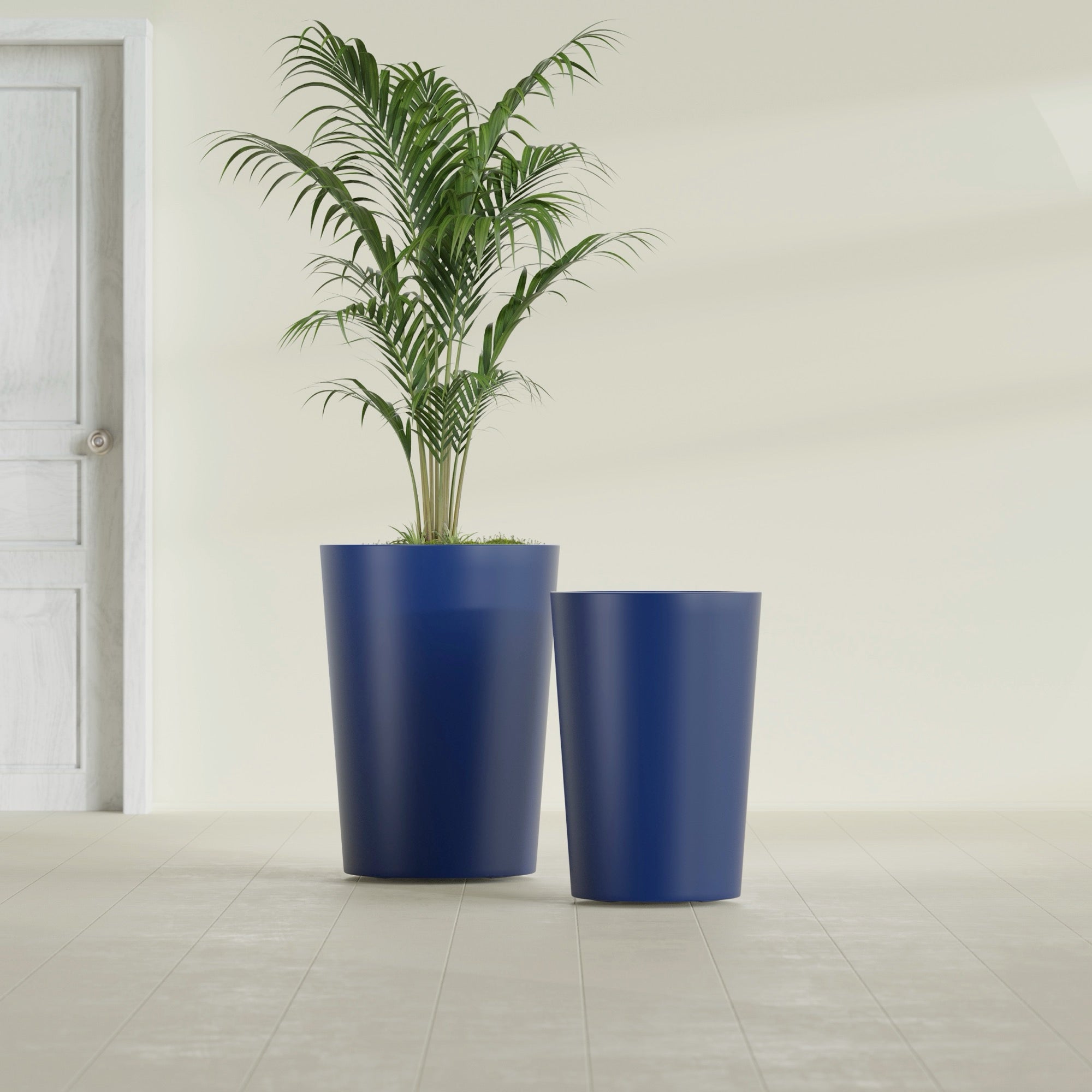 Tegel Large Round Fiberglass Planter - 22 in x 22 in x 30 in - Matte Cobalt Blue - Matte Cobalt Blue,22 in x 22 in x 30 in