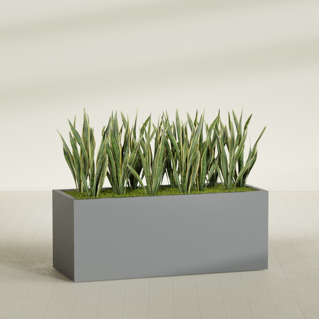 Granada Extra Large Long Rectangle Fiberglass Planter - 60 in x 24 in x 24 in - Metallic Gunmetal - Metallic Gunmetal,60 in x 24 in x 24 in