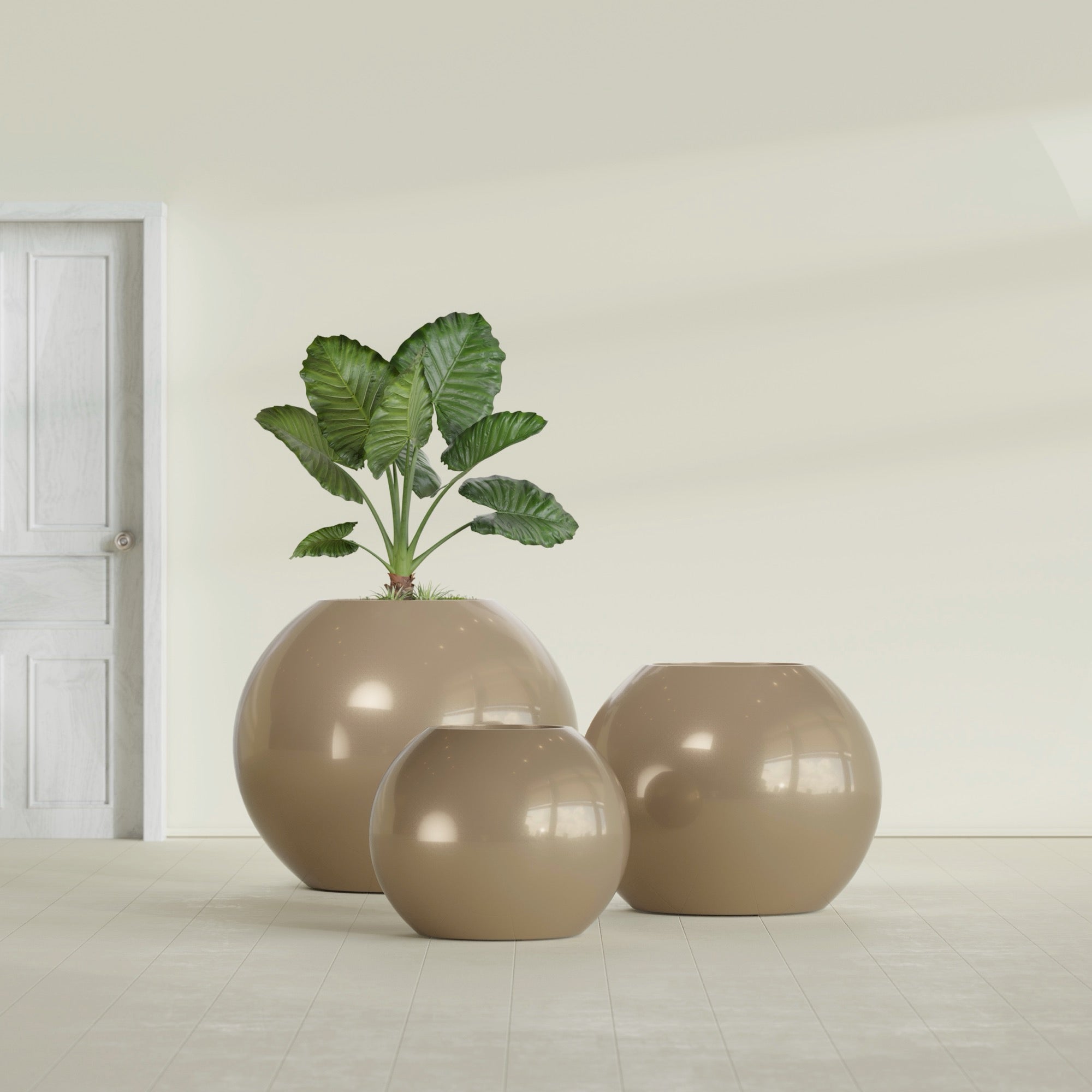 Globe Medium Sphere Fiberglass Planter - 24 in x 24 in x 19 in - Metallic Gold - Metallic Gold,24 in x 24 in x 20 in