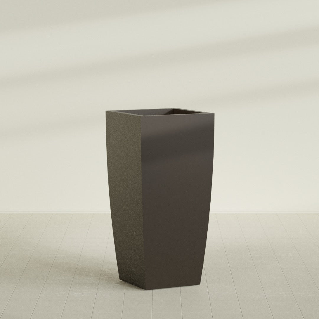 Toulan Extra Large Tall Tapered Square Fiberglass Planter - 28 in x 28 in x 60 in - Matte Brown - Matte Brown,28 in x 28 in x 60 in