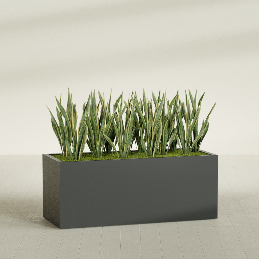 Granada Extra Large Long Rectangle Fiberglass Planter - 60 in x 24 in x 24 in - Matte Charcoal - Matte Charcoal,60 in x 24 in x 24 in