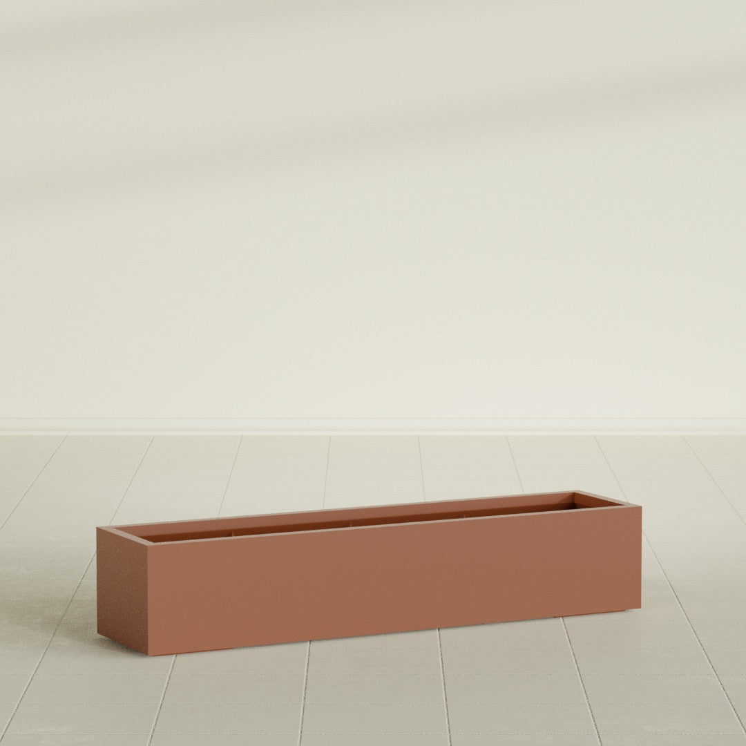 Cuba Extra Large Long Rectangle Fiberglass Planter - 60 in x 14 in x 12 in - Matte Terracotta - Matte Terracotta,60 in x 14 in x 12 in