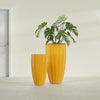 San Jose Large Tall Round Fluted Fiberglass Planter - 16 in x 16 in x 30 in - Gloss Saffron - Gloss Saffron,16 in x 16 in x 30 in