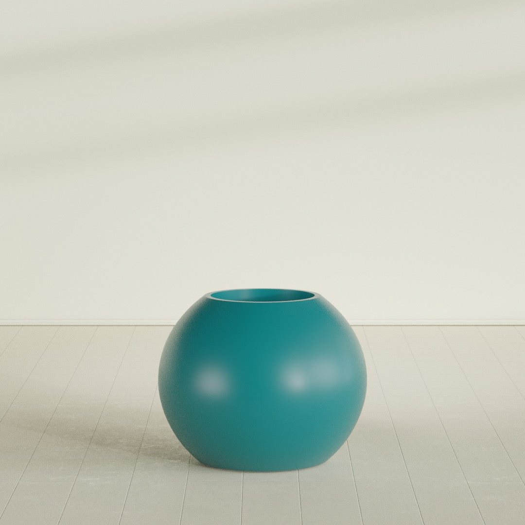 Globe Large Sphere Fiberglass Planter - 30 in x 30 in x 24 in - Satin Sea Foam - Satin Sea Foam,30 in x 30 in x 24 in
