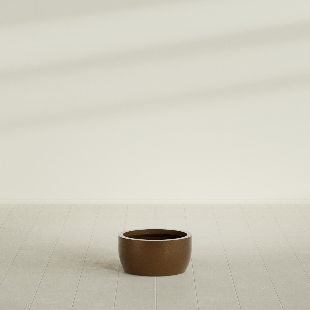 Casablanca Medium Round Low Bowl Fiberglass Planter - 20 in x 20 in x 10 in - Metallic Bronze - Metallic Bronze,20 in x 20 in x 10 in