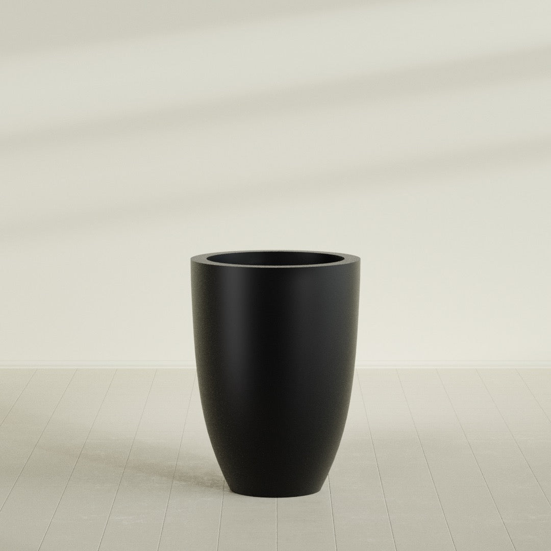 Brannan Large Round Fiberglass Planter - 30 in x 30 in x 41 in - Matte Black - Matte Black,30 in x 30 in x 41 in